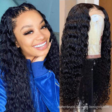 Water Wave Lace Front Wigs Human Hair 4x4 Lace Closure Wigs for Black Women Brazilian Virgin Hair Wet and Wavy Wig Natural Color
